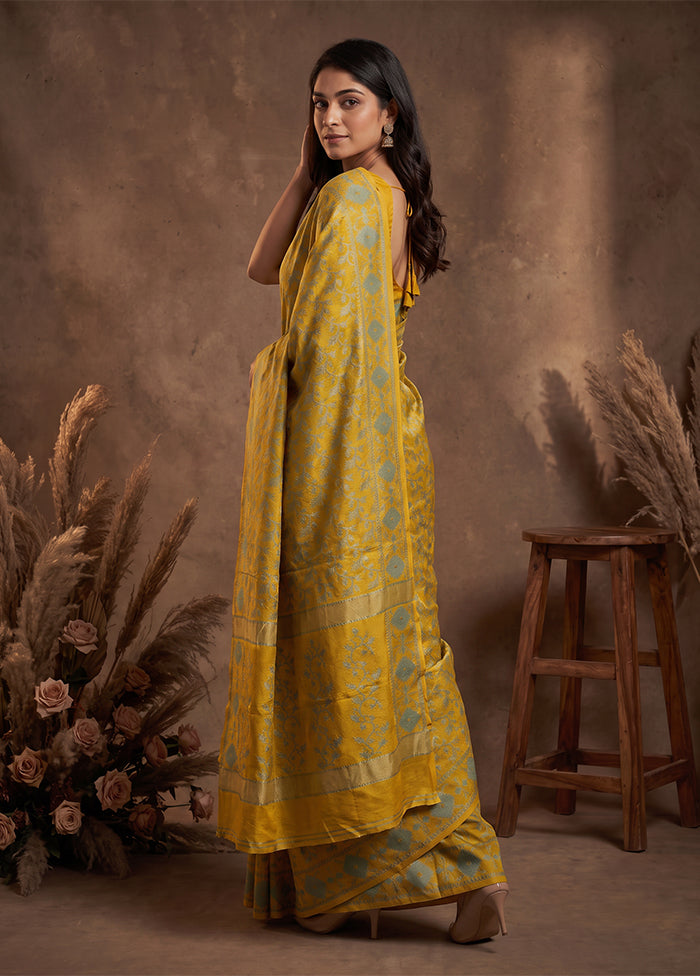 Yellow Jamdani Cotton Saree Without Blouse Piece