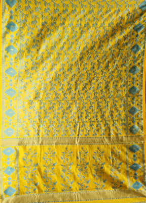 Yellow Jamdani Cotton Saree Without Blouse Piece