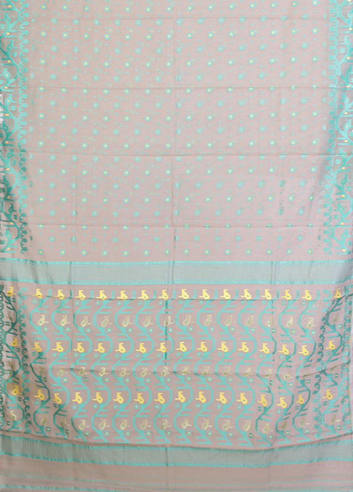 Grey Jamdani Cotton Saree Without Blouse Piece