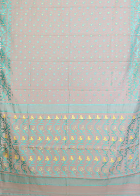 Grey Jamdani Cotton Saree Without Blouse Piece