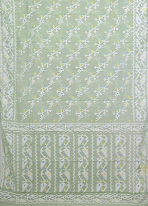 Green Jamdani Cotton Saree Without Blouse Piece