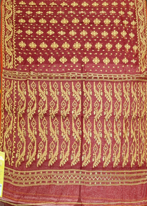 Red Jamdani Cotton Saree Without Blouse Piece