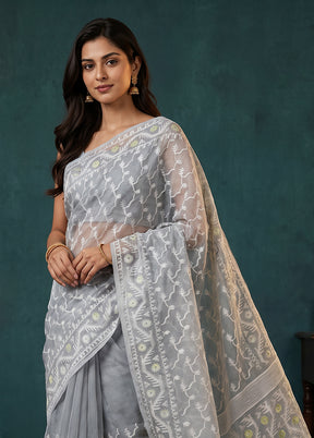 Red Jamdani Cotton Saree Without Blouse Piece