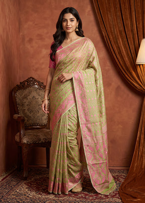 Green Jamdani Cotton Saree Without Blouse Piece