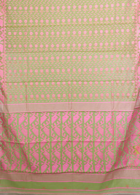 Green Jamdani Cotton Saree Without Blouse Piece