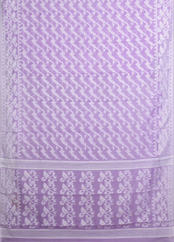 Purple Jamdani Cotton Saree Without Blouse Piece