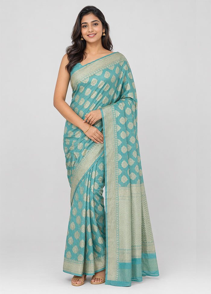 Green Kora Silk Saree With Blouse Piece