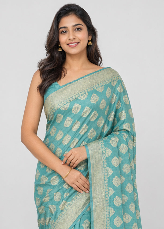 Green Kora Silk Saree With Blouse Piece