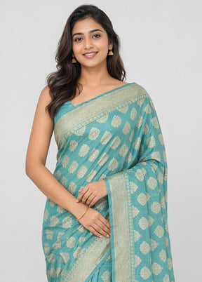 Green Kora Silk Saree With Blouse Piece