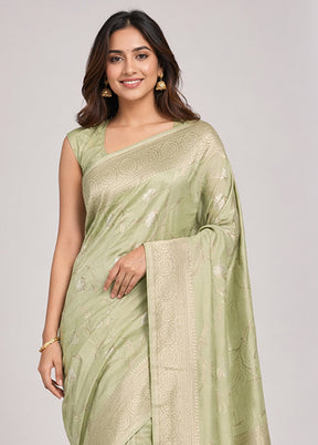 Green Kora Silk Saree With Blouse Piece