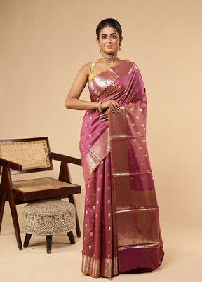 Purple Dupion Silk Saree With Blouse Piece