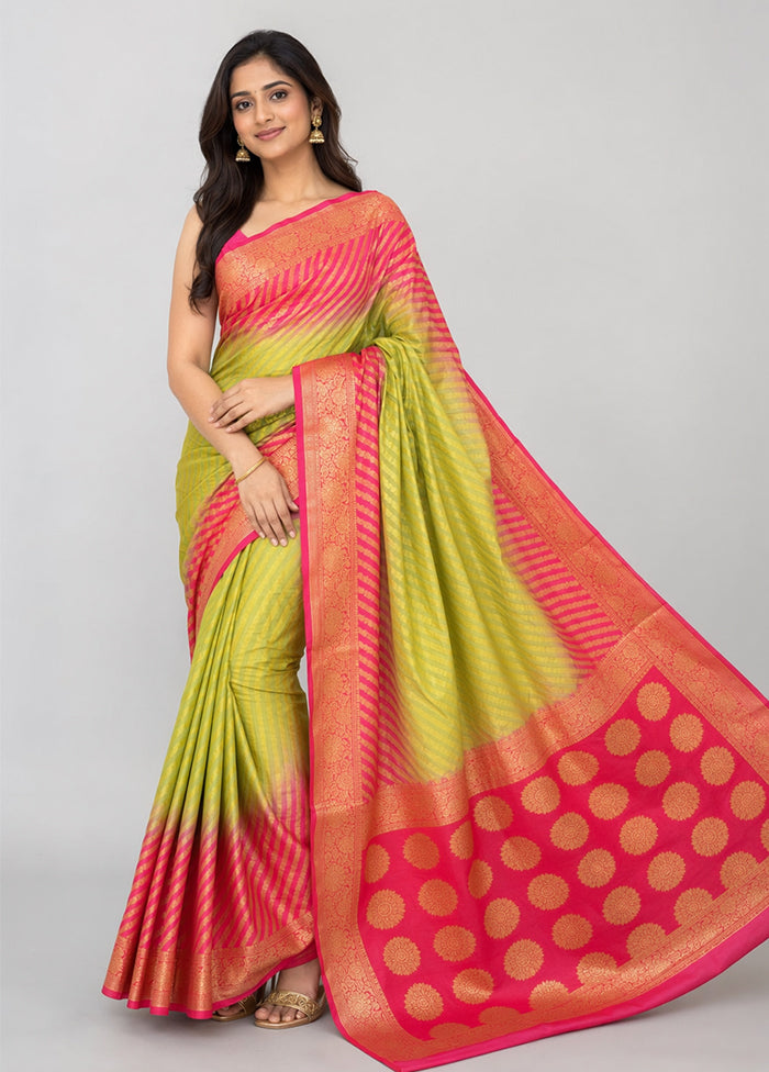 Pink Handloom Pure Georgette Saree With Blouse Piece