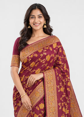 Pink Handloom Pure Georgette Saree With Blouse Piece