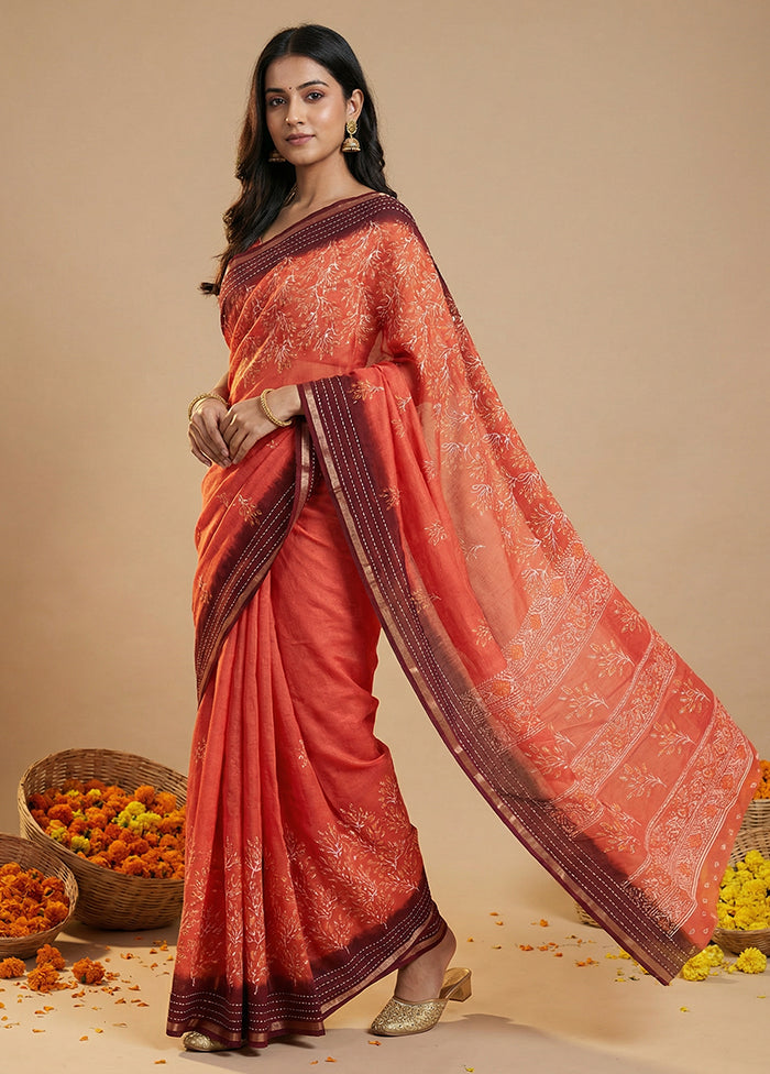 Brown Dupion Silk Saree With Blouse Piece