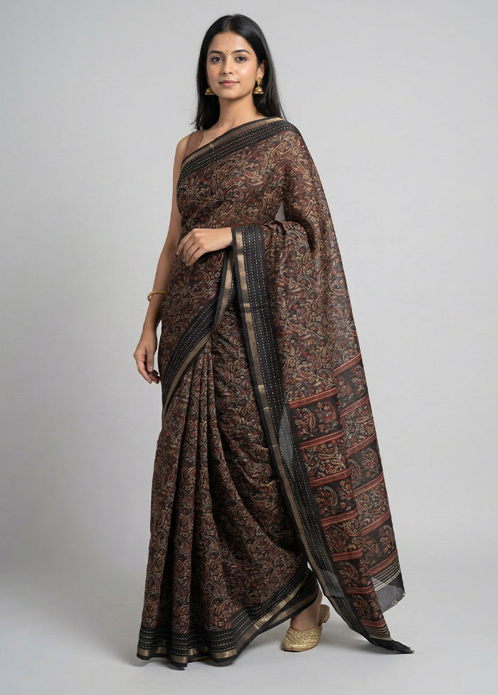 Black Dupion Silk Saree With Blouse Piece