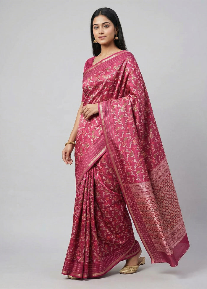 Purple Dupion Silk Saree With Blouse Piece