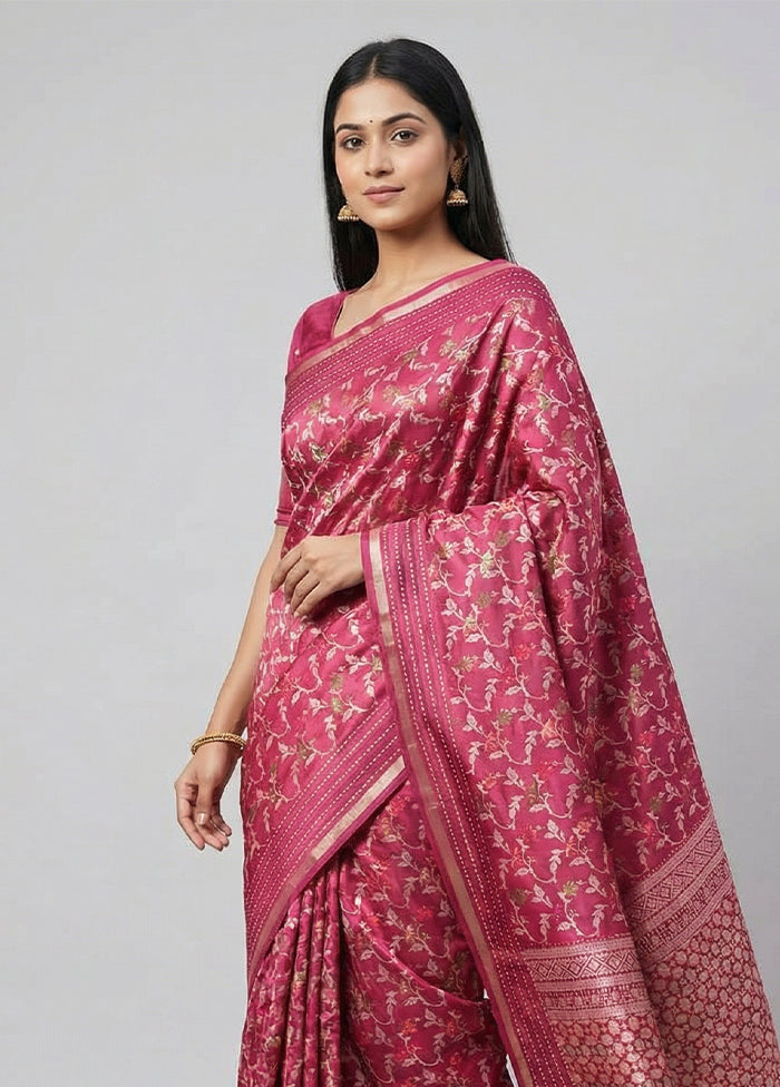 Purple Dupion Silk Saree With Blouse Piece