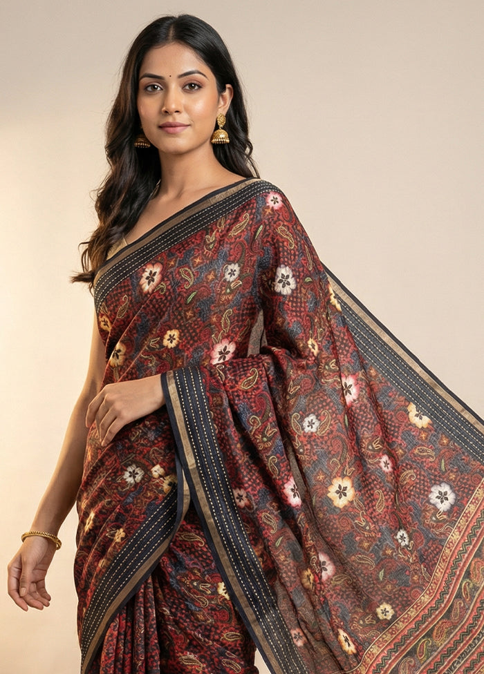 Blue Dupion Silk Saree With Blouse Piece