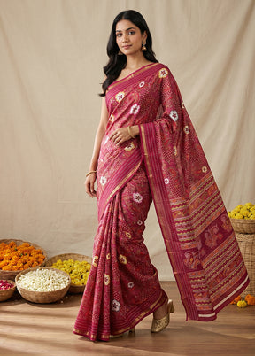 Purple Dupion Silk Saree With Blouse Piece