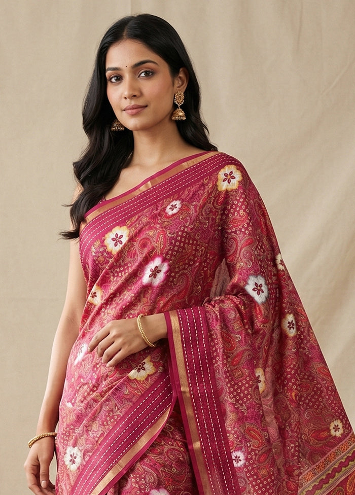 Purple Dupion Silk Saree With Blouse Piece