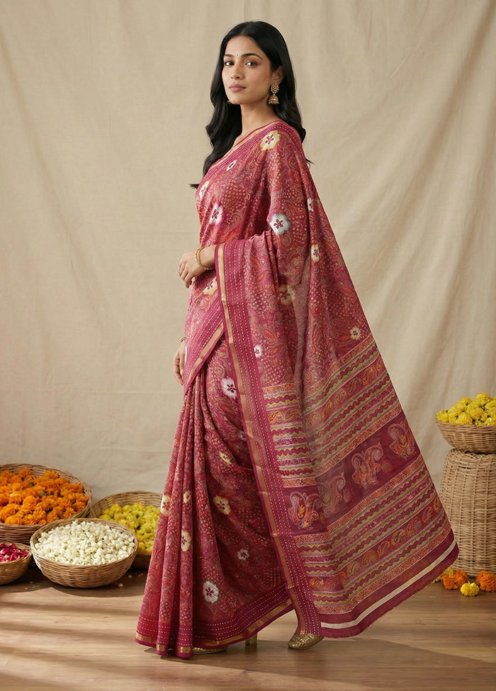 Purple Dupion Silk Saree With Blouse Piece