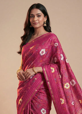 Pink Dupion Silk Saree With Blouse Piece