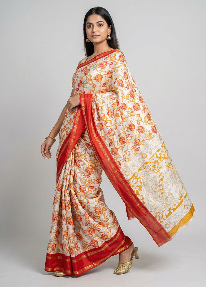 White Cotton Saree With Blouse Piece