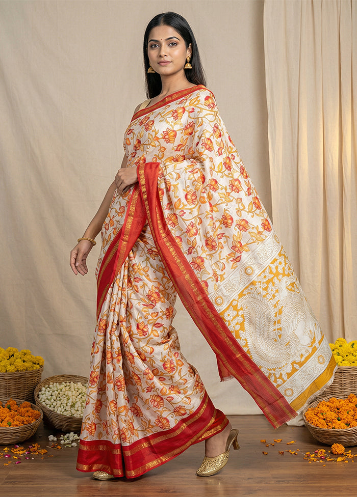 White Cotton Saree With Blouse Piece