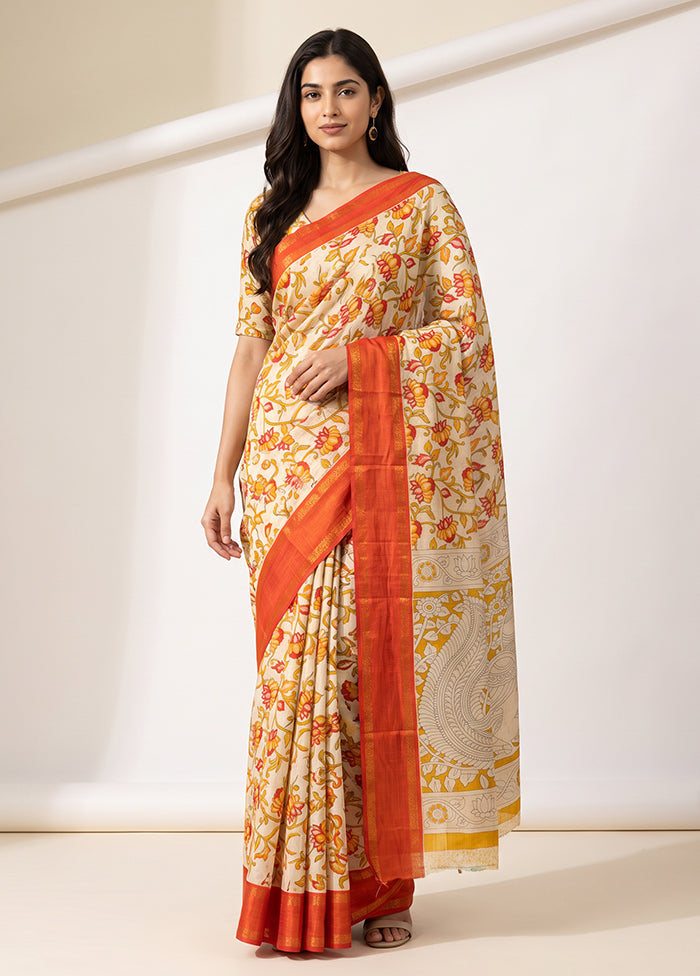 White Cotton Saree With Blouse Piece