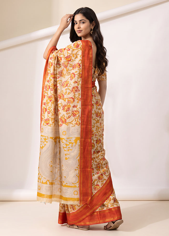 White Cotton Saree With Blouse Piece