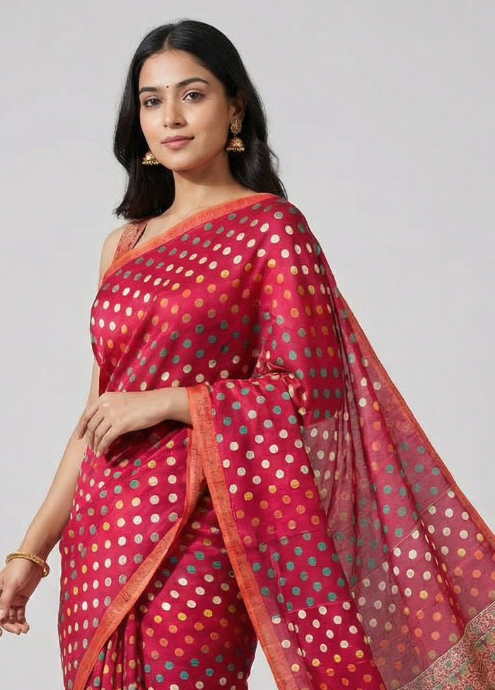Purple Printed Silk Saree Without Blouse Piece