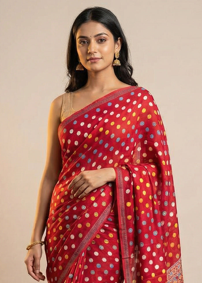 Pink Printed Silk Saree Without Blouse Piece
