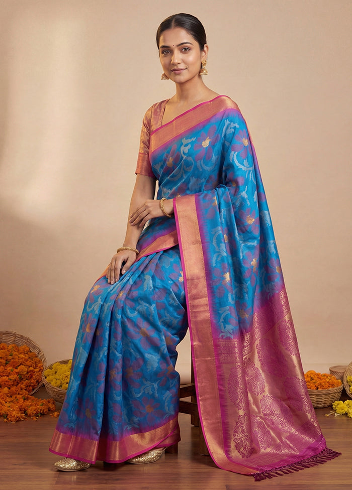 Purple Dupion Silk Saree With Blouse Piece