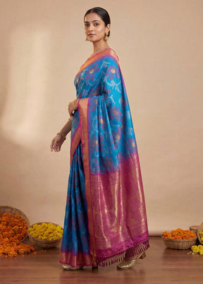 Purple Dupion Silk Saree With Blouse Piece