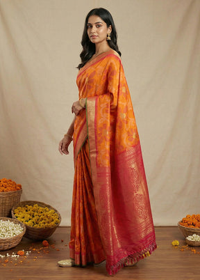 Pink Dupion Silk Saree With Blouse Piece