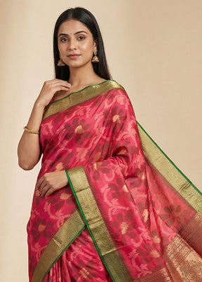 Pink Dupion Silk Saree With Blouse Piece