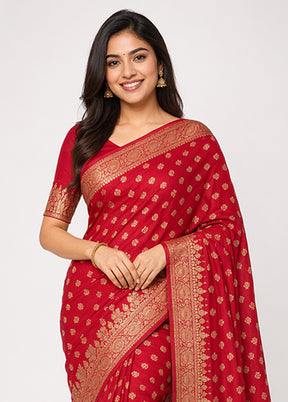 Pink Banarasi Silk Saree With Blouse Piece