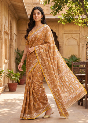 Brown Jamdani Cotton Saree Without Blouse Piece