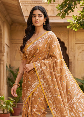 Brown Jamdani Cotton Saree Without Blouse Piece