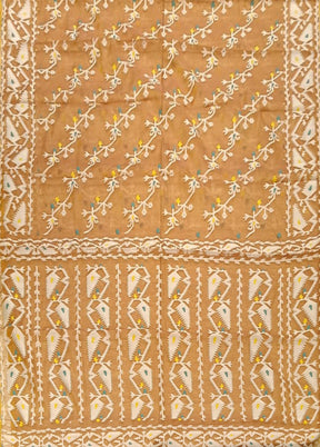 Brown Jamdani Cotton Saree Without Blouse Piece