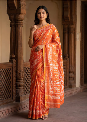 Orange Jamdani Cotton Saree Without Blouse Piece