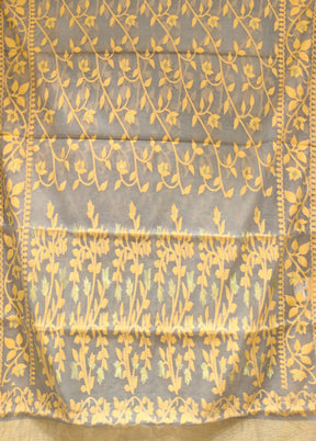 Grey Jamdani Cotton Saree Without Blouse Piece