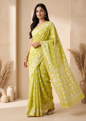 Green Jamdani Cotton Saree Without Blouse Piece