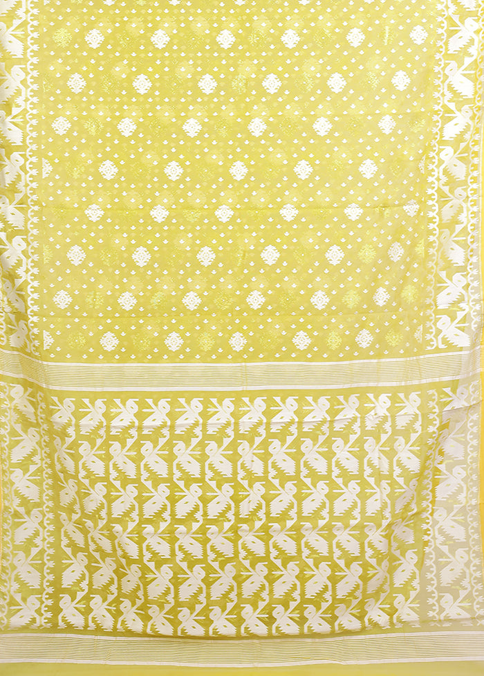 Green Jamdani Cotton Saree Without Blouse Piece