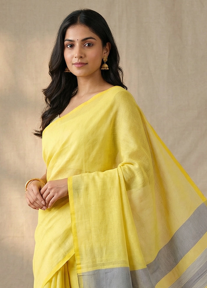 Yellow Matka Silk Saree With Blouse Piece