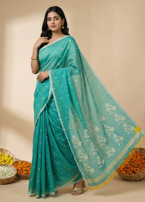 Green Matka Silk Saree With Blouse Piece
