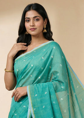 Green Matka Silk Saree With Blouse Piece