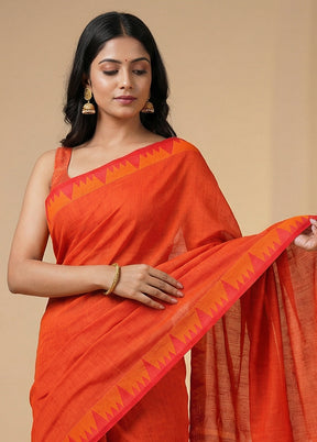 Rust Matka Silk Saree With Blouse Piece