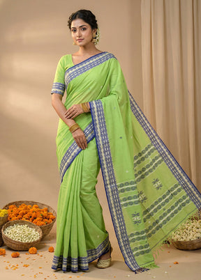 Green Matka Silk Saree With Blouse Piece