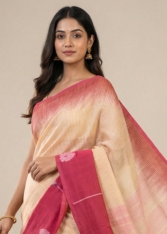 Pink Matka Silk Saree With Blouse Piece